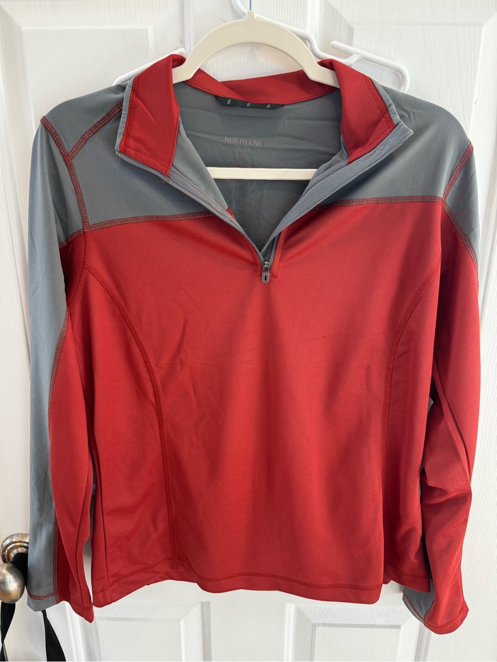Women’s Red and Gray Quarter-Zip Performance Pullover